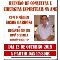 Reunião de Curas e Cirurgias Espirituais com o Médium Edson Barbosa em S.José dos Campos/SP